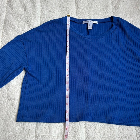 Urban Heritage Blue Long Sleeve Crop Shirt - Picture 7 of 11